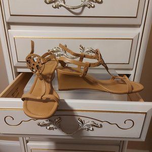 Tory Burch wedge sandals, Size 7, Nude, Gently used